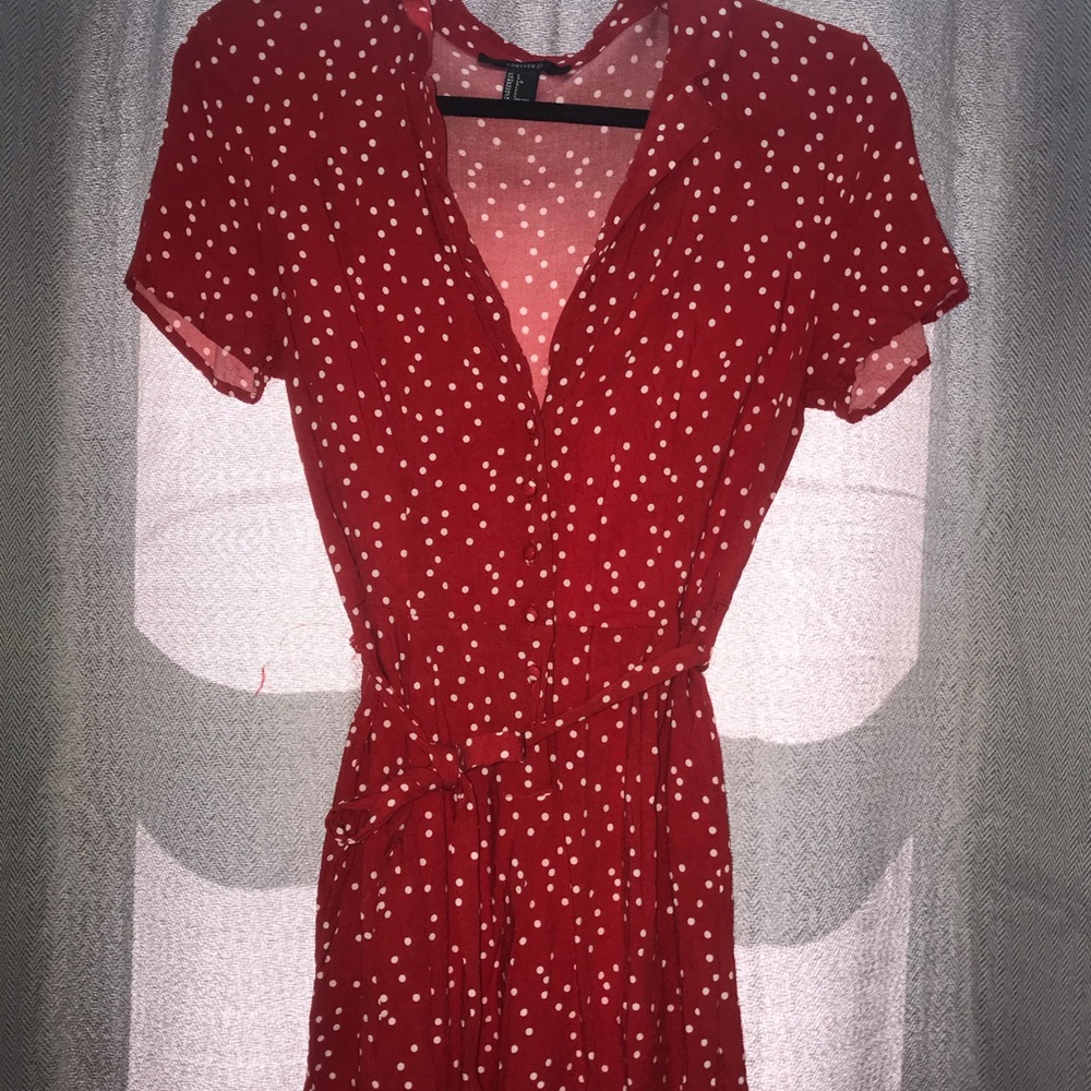 Red polka dot romper